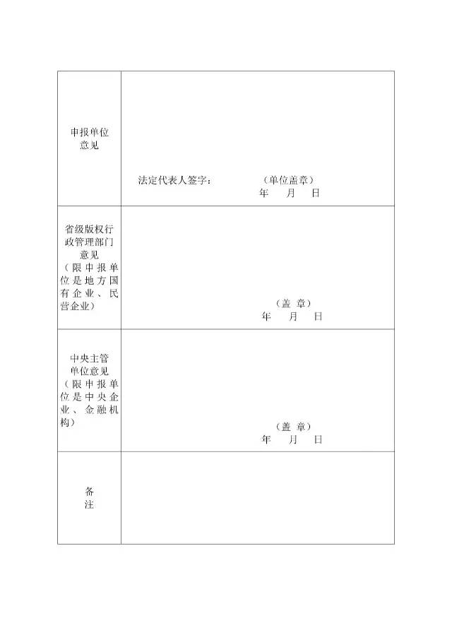 國家版權(quán)局：統(tǒng)一啟用全國版權(quán)示范城市、示范單位等申報表通知（附申請表）