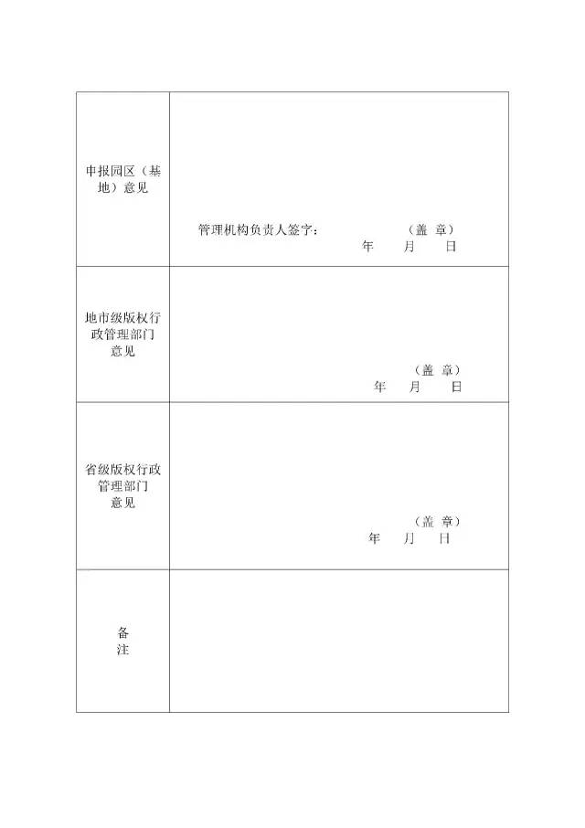 國家版權(quán)局：統(tǒng)一啟用全國版權(quán)示范城市、示范單位等申報表通知（附申請表）