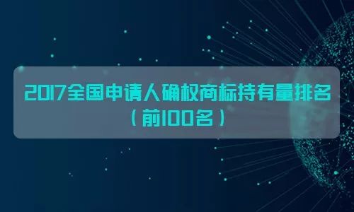 2017上海市商標(biāo)注冊(cè)人商標(biāo)持有量榜單（前100名）