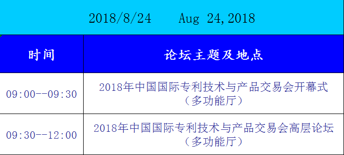 2018中國國際專利技術(shù)與產(chǎn)品交易會（日程安排）