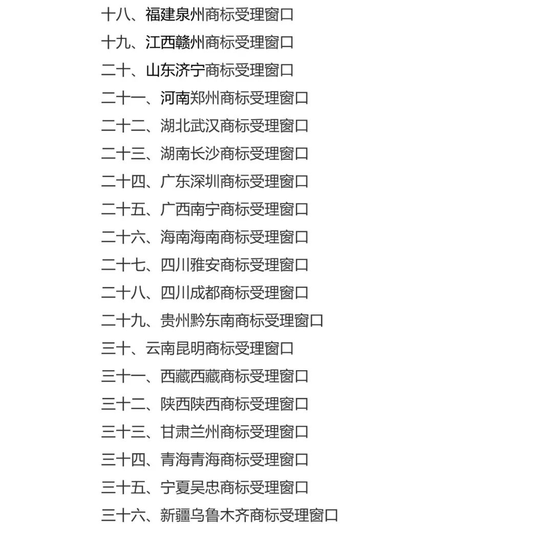 京外商標(biāo)審查協(xié)作中心和部分地方商標(biāo)受理窗口擴大商標(biāo)受理業(yè)務(wù)范圍（公告）