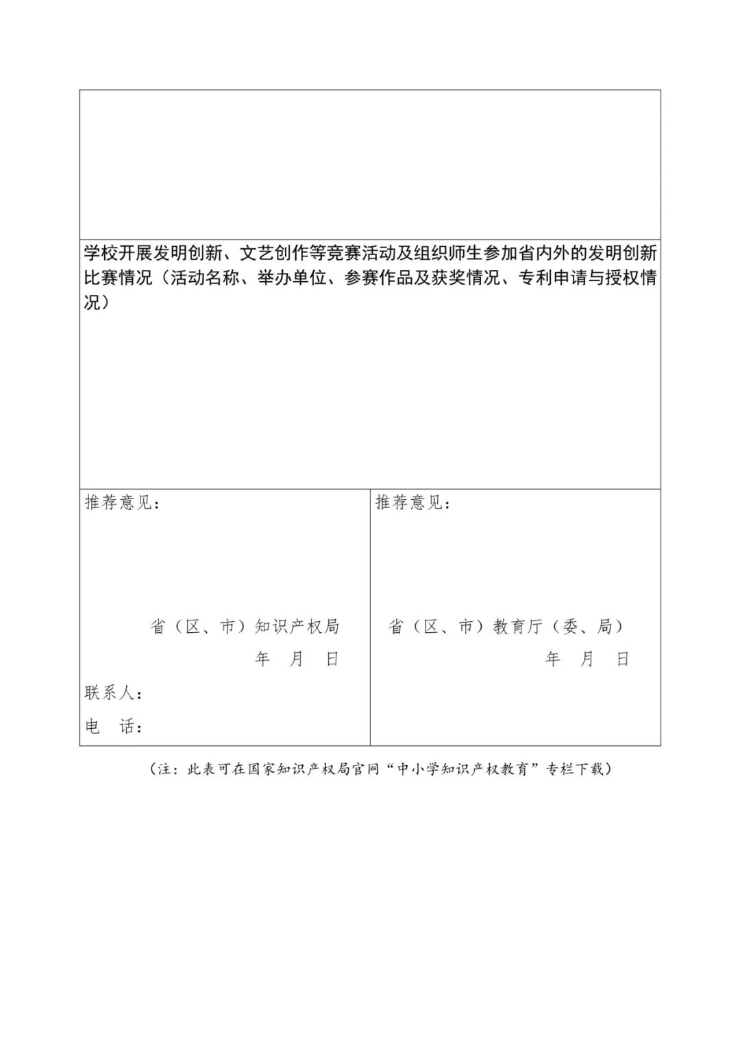 首批全國中小學知識產(chǎn)權(quán)教育示范學校評定工作通知（全文）