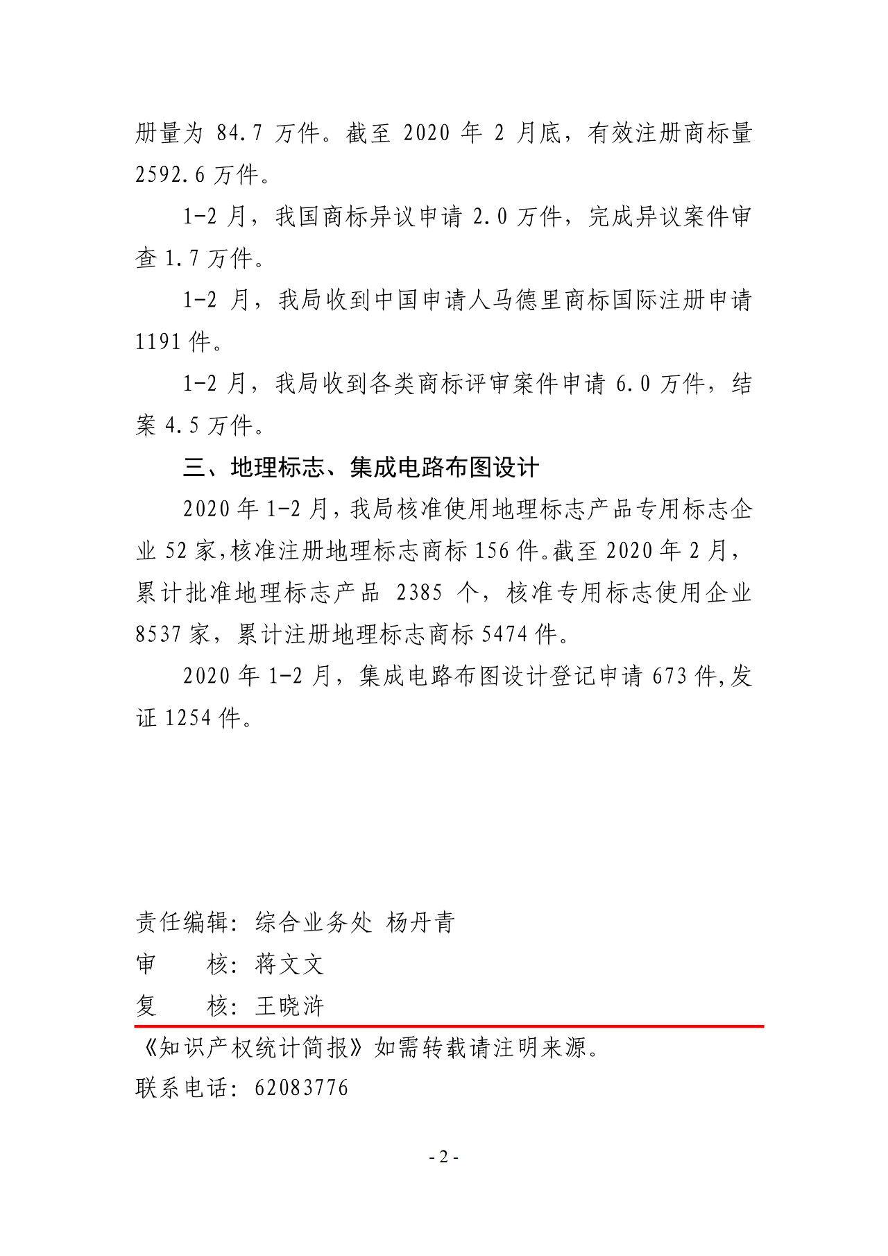 剛剛！國知局公布2020年1-2月專利、商標(biāo)、地理標(biāo)志等統(tǒng)計(jì)數(shù)據(jù)