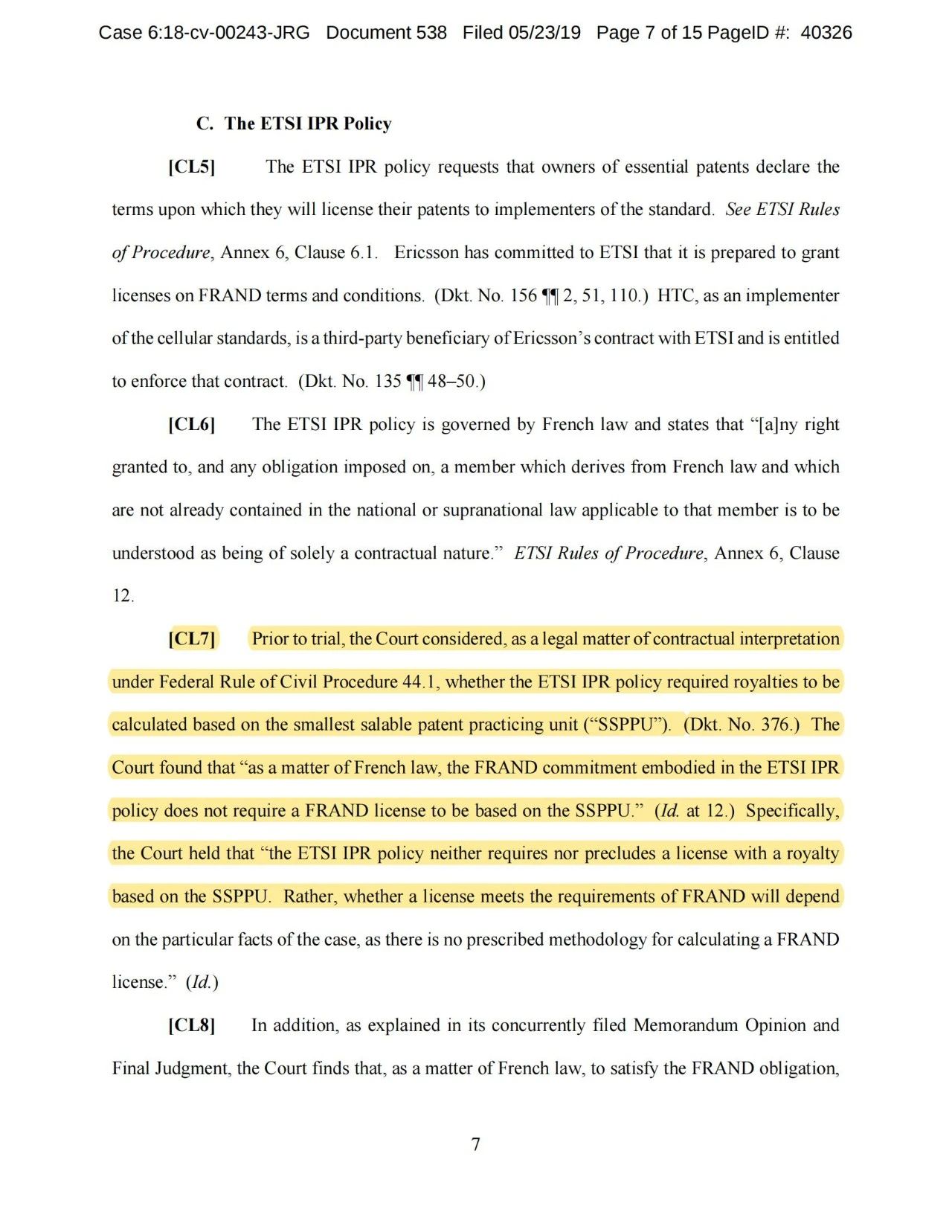 美國第五巡回上訴法院二審判決認(rèn)定愛立信符合FRAND承諾