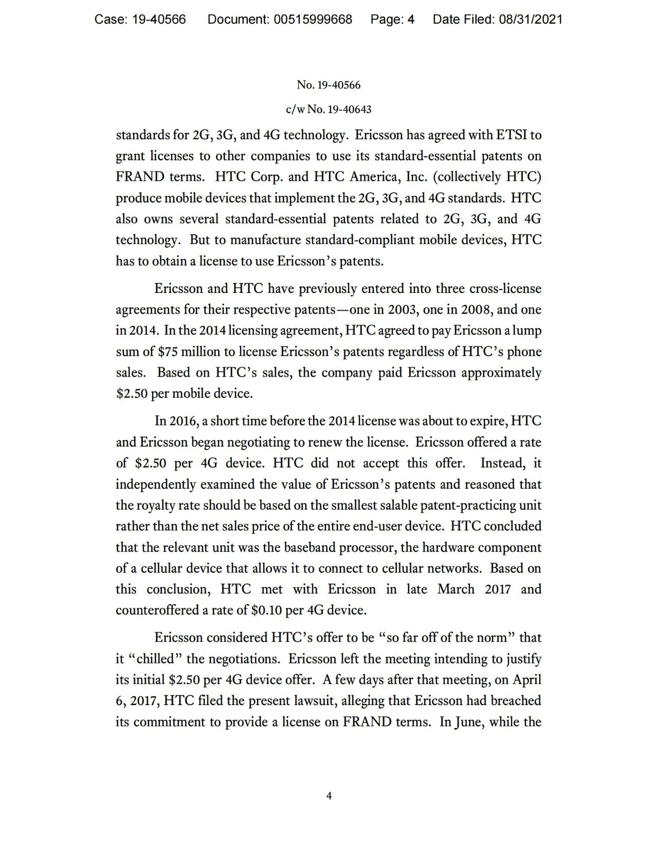 美國第五巡回上訴法院二審判決認(rèn)定愛立信符合FRAND承諾