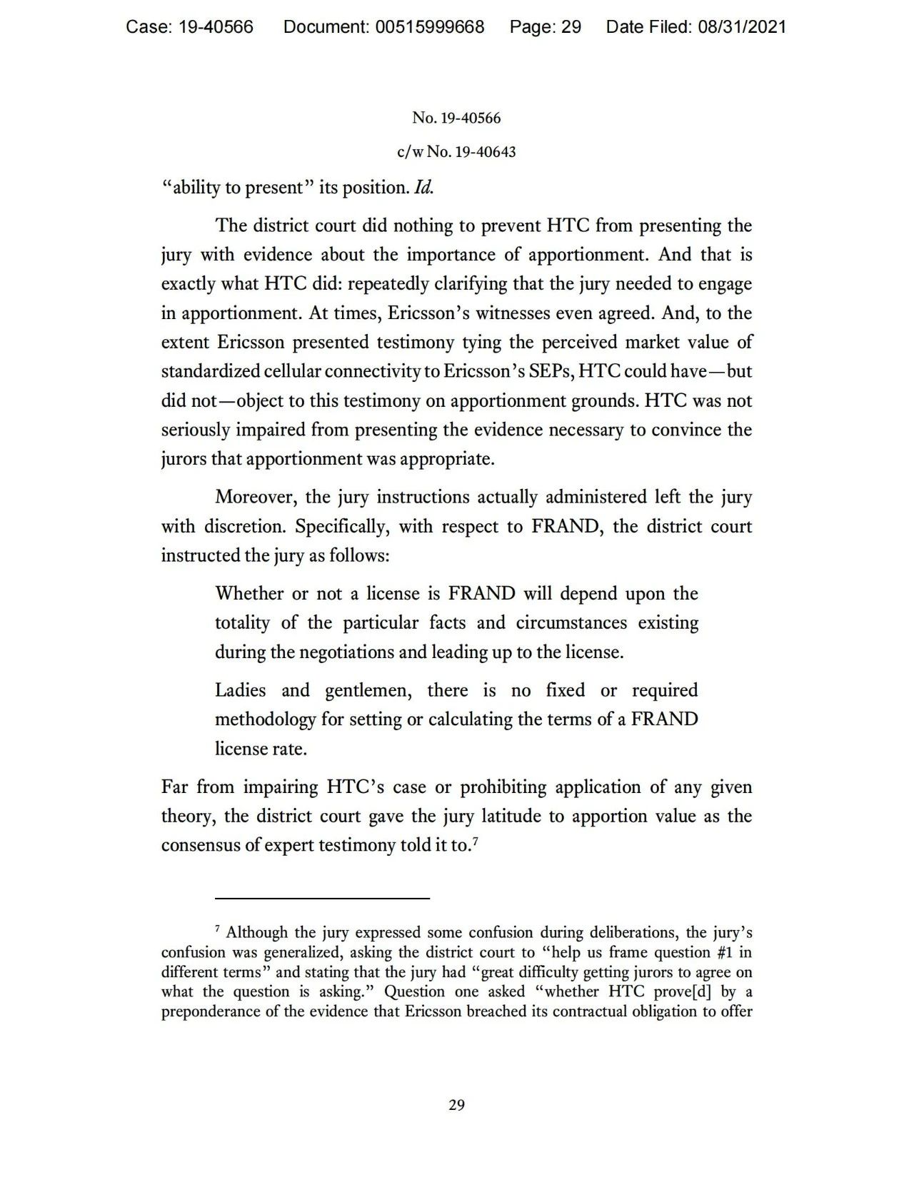 美國第五巡回上訴法院二審判決認(rèn)定愛立信符合FRAND承諾