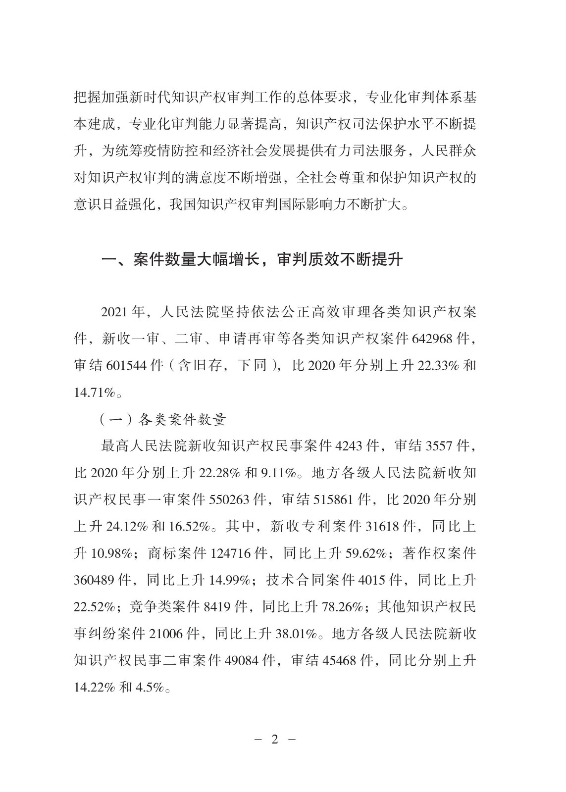 中國(guó)法院知識(shí)產(chǎn)權(quán)司法保護(hù)狀況（2021年）全文發(fā)布！