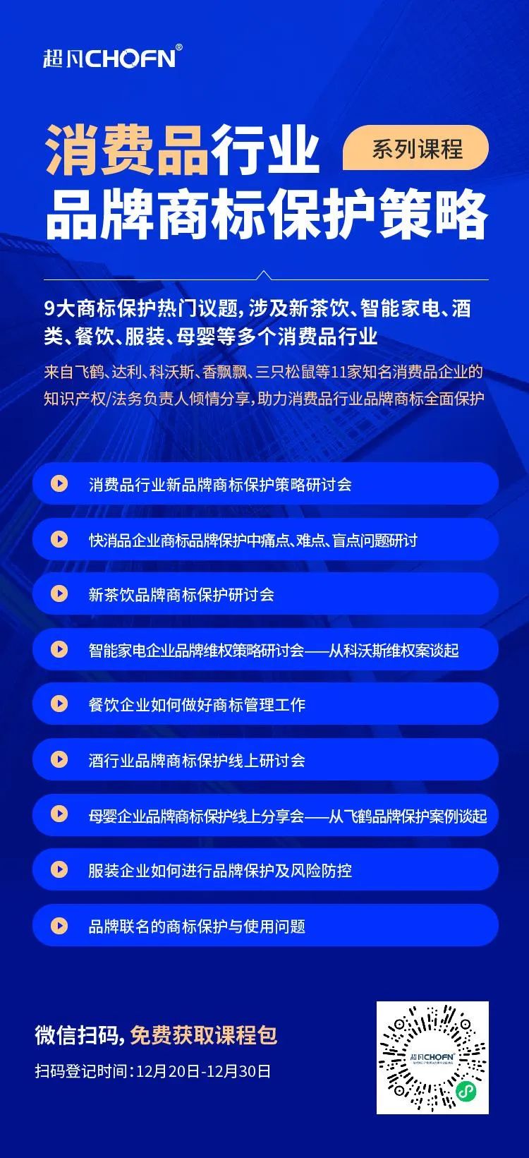 9大商標(biāo)保護(hù)熱門課程，助力消費(fèi)品行業(yè)品牌商標(biāo)全面保護(hù)