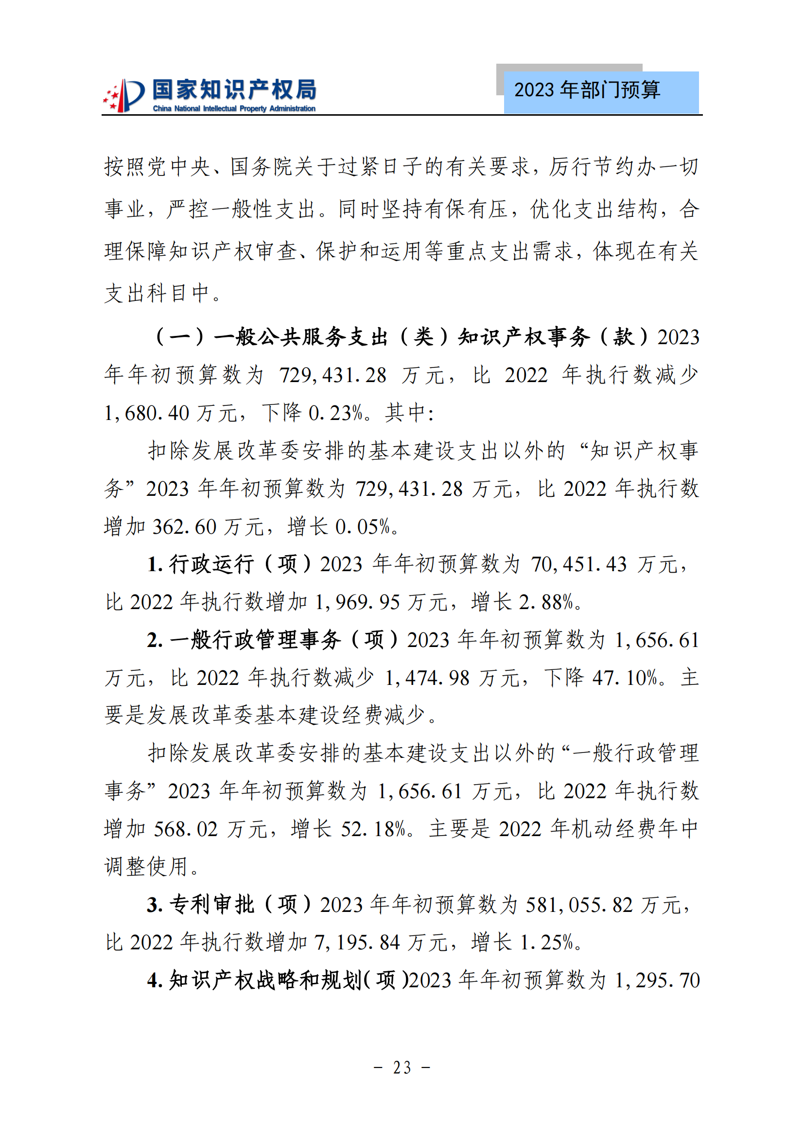 國知局2023年部門預(yù)算：專利審查費(fèi)502735.77萬元，商標(biāo)委托審查費(fèi)52131.10萬元！