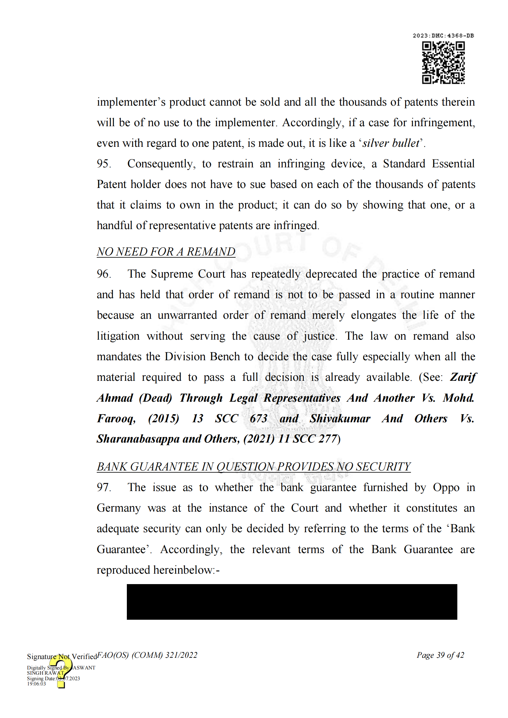 最新進展！印度高等法院要求OPPO支付保證金，因涉嫌侵犯諾基亞5G SEPs｜判決書