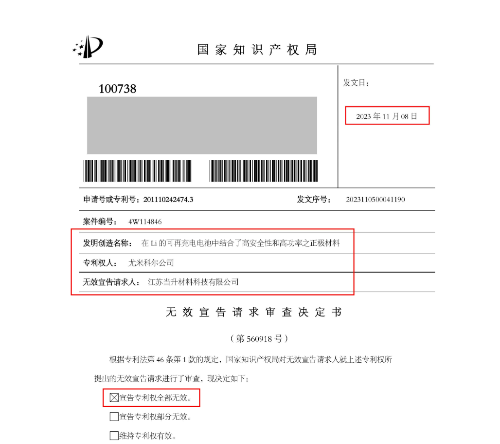 1.1億訴訟的涉案專利宣告全部無(wú)效，尤米科爾還有什么底牌？