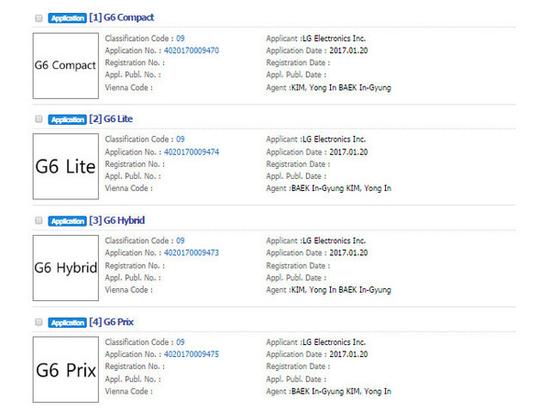 LG G6將有多個(gè)版本 這些商標(biāo)已被注冊(cè)
