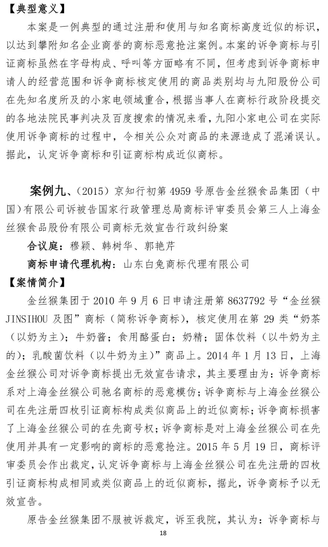 北知院發(fā)布18件規(guī)制商標(biāo)惡意注冊典型案例(更正版）